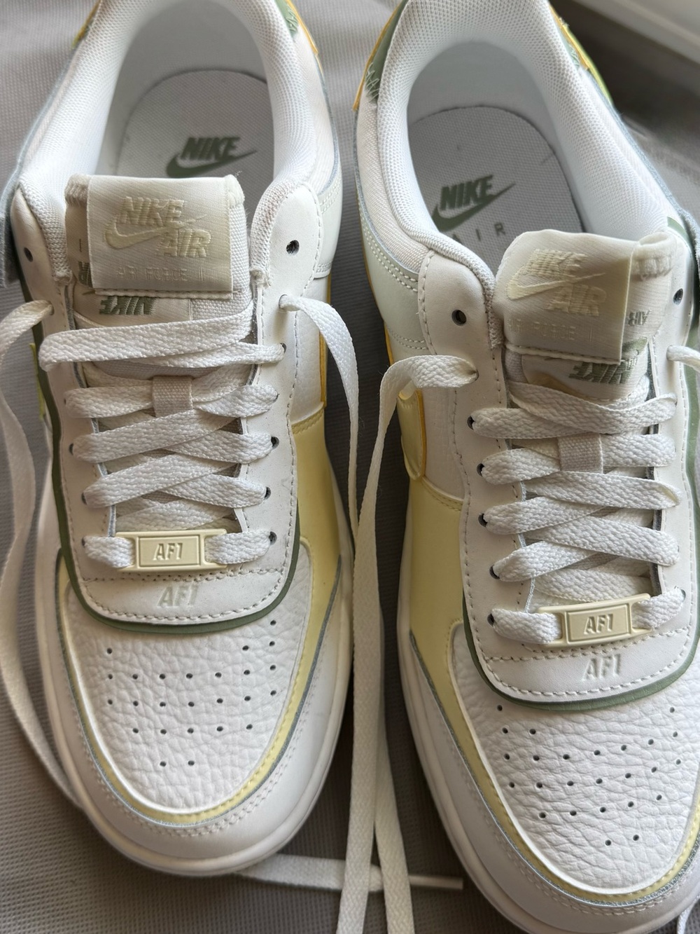 Nike Air Force 1 Low White with Pale Yellow & Green Trim